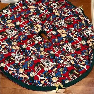 Festive Red and Green Holiday Tree Skirt